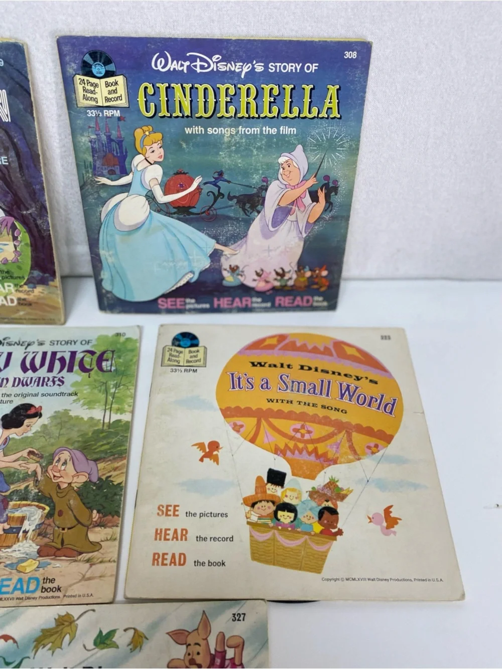Disney Storybook Records Set Lot of 5 Books with records See Hear Read 331/3 RPM